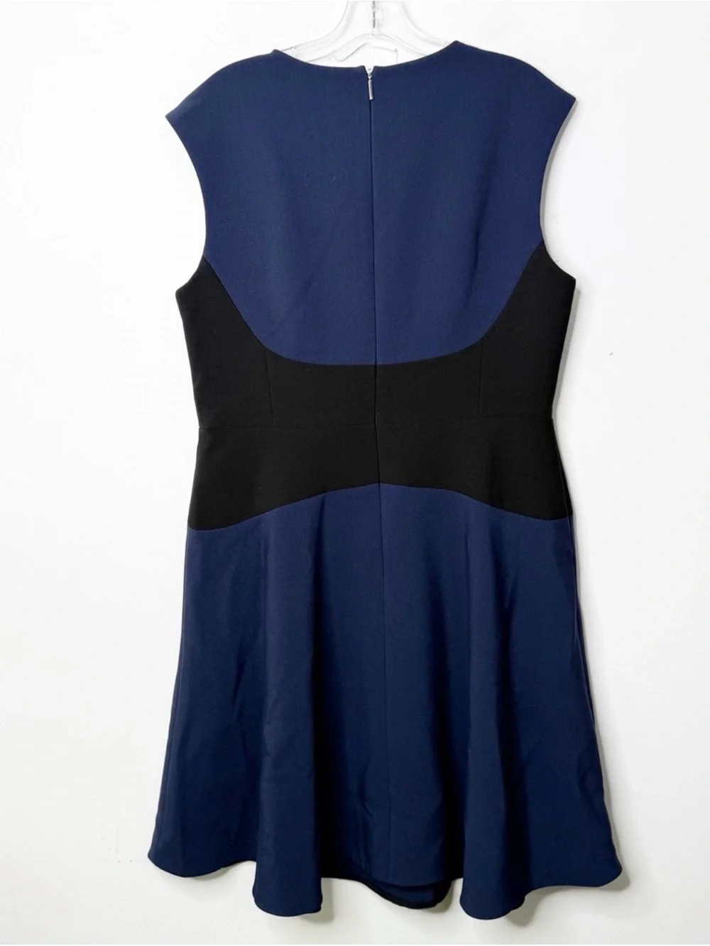 KATE SPADE Parisian Navy Black Color Block Sleeveless Crepe Dress Sz. 14
